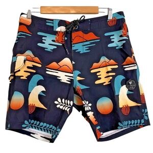 VISSLA Board Short Mens 32 Swim Trunks Upcycled Beach Stretch Casual 9" Colorful